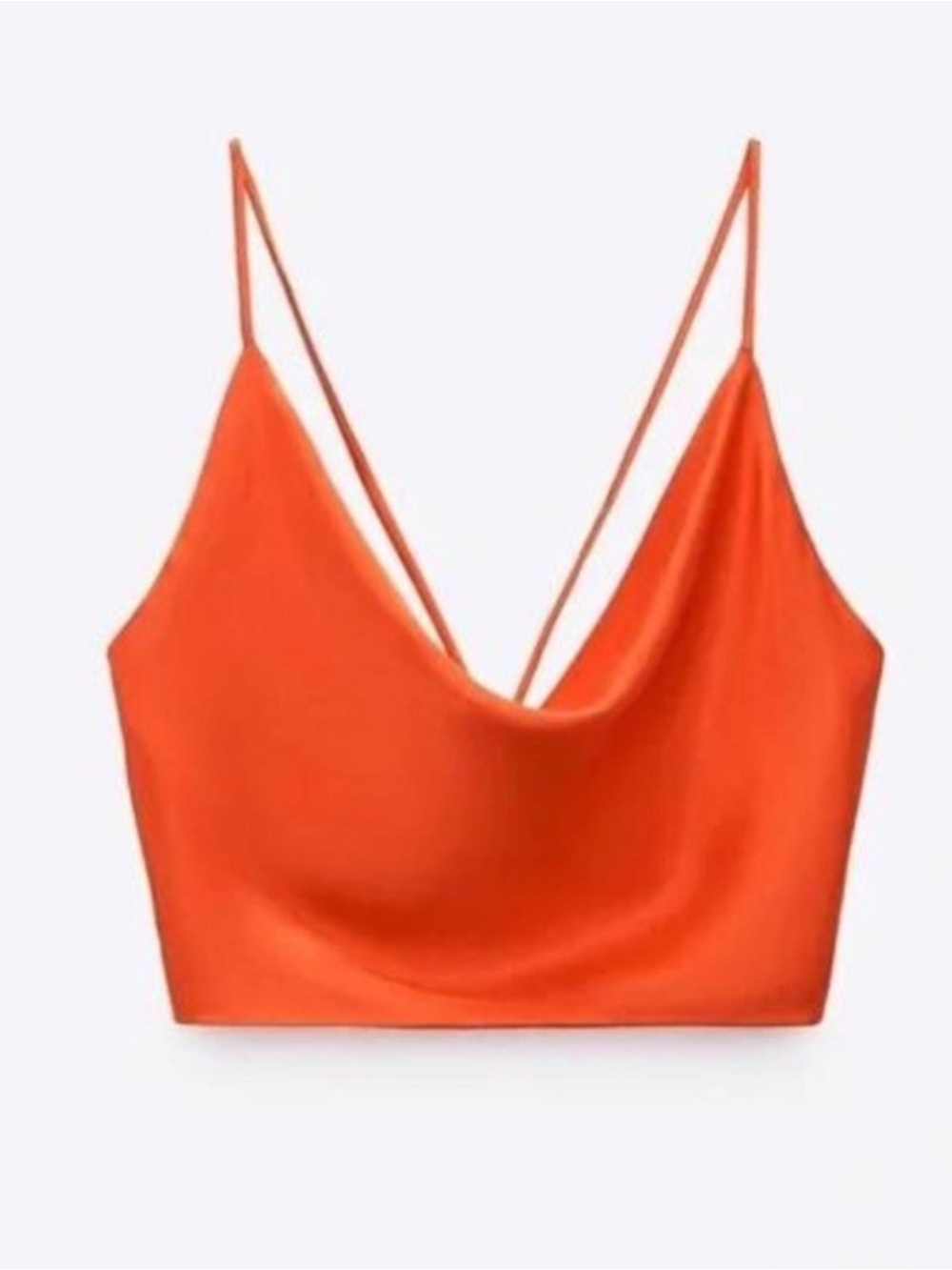 Zara Women’s Orange Satin Crop Top open back